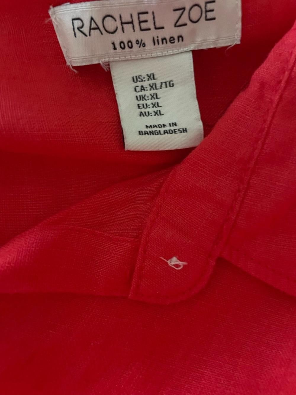 Rachel Zoe Red/Coral Linen Button-Down Top - Picture 3 of 3